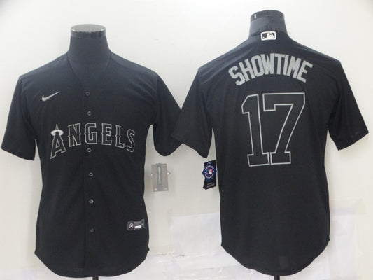 Men's Los Angeles Angels Shohei Ohtani #17 Black Game Player Jersey1