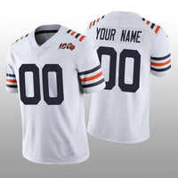 Custom1 Chicago Bears White Alternate Classic Limited 100th Season Jersey1 Stitched Jersey1 Football Jerseys