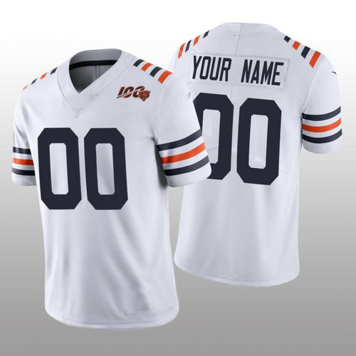 Custom1 Chicago Bears White Alternate Classic Limited 100th Season Jersey1 Stitched Jersey1 Football Jerseys