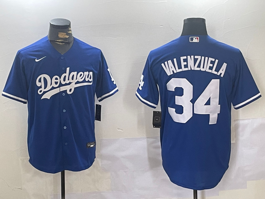 Men's Los Angeles Dodgers Fernando Valenzuela #34 Royal Game Player Jersey1