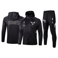 Men's Charlotte Hornets Black 2019/20 Showtime Full-Zip Therma Flex Performance Hoodie