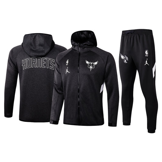 Men's Charlotte Hornets Black 2019/20 Showtime Full-Zip Therma Flex Performance Hoodie