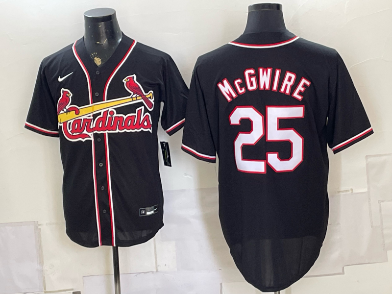 Men's St. Louis Cardinals Mark McGwire #25 Black Replica Player Jersey