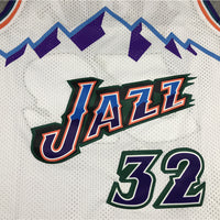 Men's Utah Jazz Karl Malone White 1996-97 Hardwood Classics Swingman Jersey1