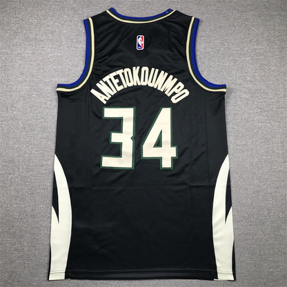 Men's Milwaukee Bucks Giannis Antetokounmpo #34 Black Swingman Jersey1 - Statement Edition