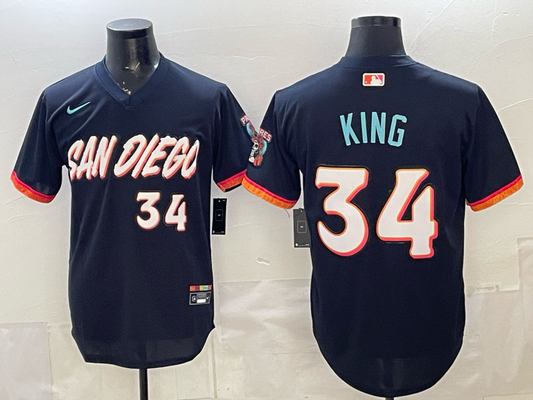 Men's San Diego Padres Tyler King #34 Obsidian 2026 City Connect Stadium Jersey