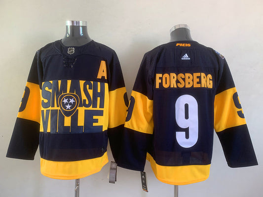 Men's Nashville Predators Filip Forsberg #9 Black Breakaway Player Jersey1