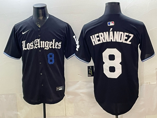 Men's Los Angeles Dodgers Enrique Hernandez #8 Black Alternate Replica Jersey