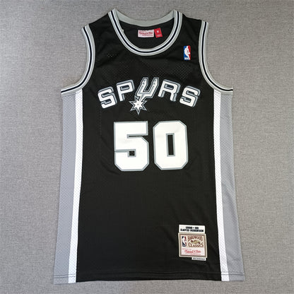 Men's San Antonio Spurs David Robinson Black Big & Tall Hardwood Classics Jersey1