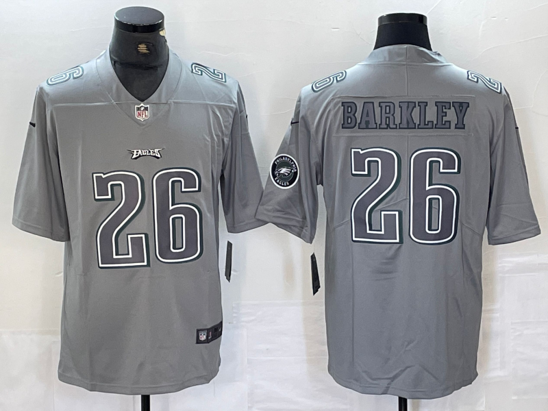 Saquon Barkley #26 Philadelphia Eagles Gray Atmosphere Fashion Game Jersey - JerseysFreak