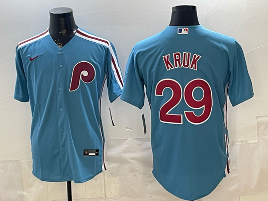 Men's Philadelphia Phillies John Kruk #29 Light Blue Alternate Replica Jersey