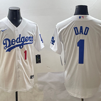 Men's Los Angeles Dodgers White #1 Dad Home Replica Player Jersey1