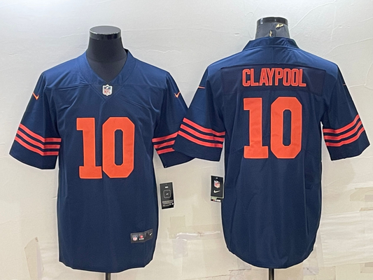 Men's Chicago Bears Chase Claypool #10 Navy Player Jersey1