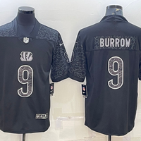 Men's Cincinnati Bengals Joe Burrow #9 Black RFLCTV Limited Jersey1