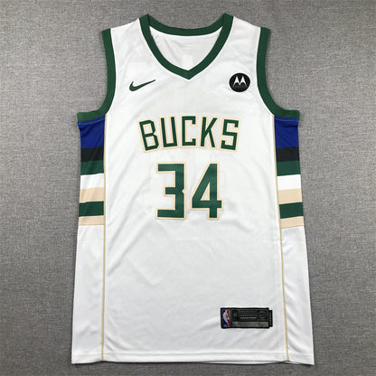 Men's Milwaukee Bucks Giannis Antetokounmpo #34 NBA White Player Jersey1