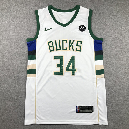 Men's Milwaukee Bucks Giannis Antetokounmpo #34 NBA White Player Jersey1