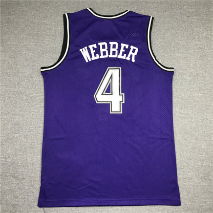 Men's Sacramento Kings Chris Webber #4 purple Retro Jersey1