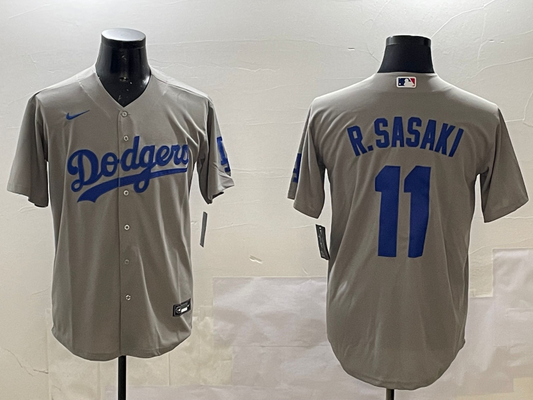 Men's Los Angeles Dodgers Roki Sasaki #11 Gray Replica Game Jersey1