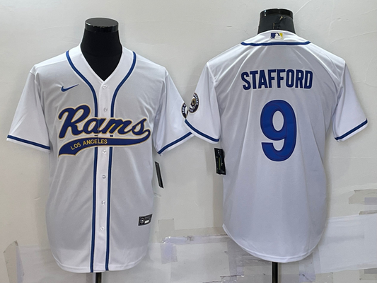 Men's Los Angeles Rams Matthew Stafford #9 White Game Jersey1 Joint Edition