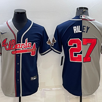 Men's Atlanta Braves Austin Riley #27 Gray/Navy Replica Player Jersey1