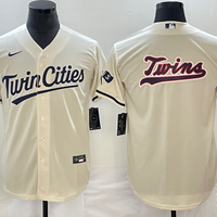Men's Minnesota Twins Beige Alternate Replica Team Logo Jersey1