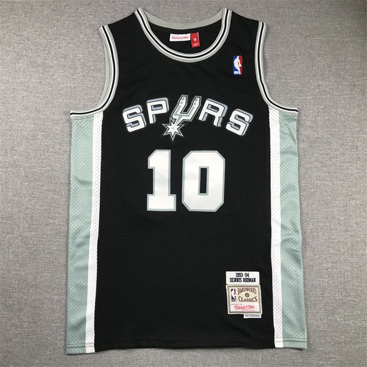 Men's San Antonio Spurs Dennis Rodman #10 Black 1993-94 Hardwood Classics Swingman Jersey1