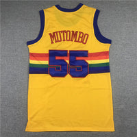 Men's Denver Nuggets Dikembe Mutombo 1991-92 Yellow Hardwood Classics Swingman Jersey1