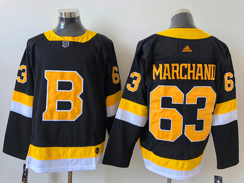 Men's Boston Bruins Brad Marchand #63 Black Replica Game Jersey1