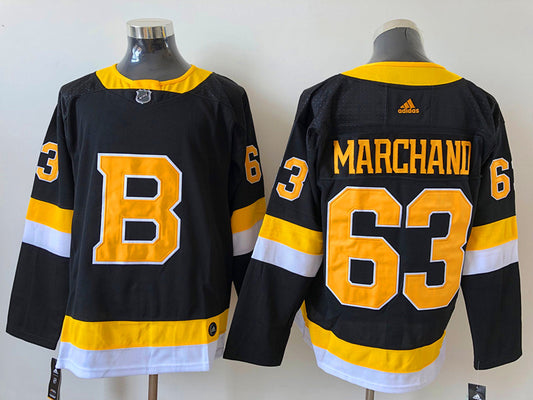 Men's Boston Bruins Brad Marchand #63 Black Replica Game Jersey1