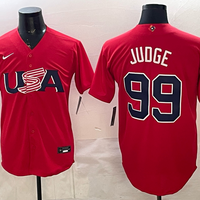 Men's USA Baseball Aaron Judge #99 Red 2026 World Baseball Classic Stadium Jersey