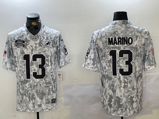 Men's Miami Dolphins Dan Marino #13 Arctic Camo 2024 Salute to Service Retired Player Limited Jersey1