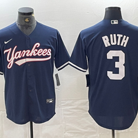 Men's New York Yankees Babe Ruth #3 Navy Limited Player Jersey1