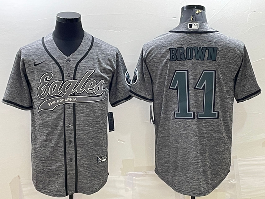 Men's Philadelphia Eagles A.J. Brown #11 Gray Player Jersey1 Joint Edition