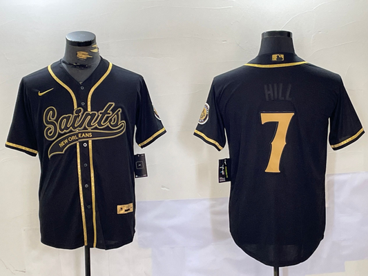 Men's New Orleans Saints Taysom Hill #7 Black Team Player Jersey1