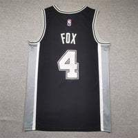 Men's San Antonio Spurs De'Aaron Fox #4 Black Swingman Jersey1 - Icon Edition
