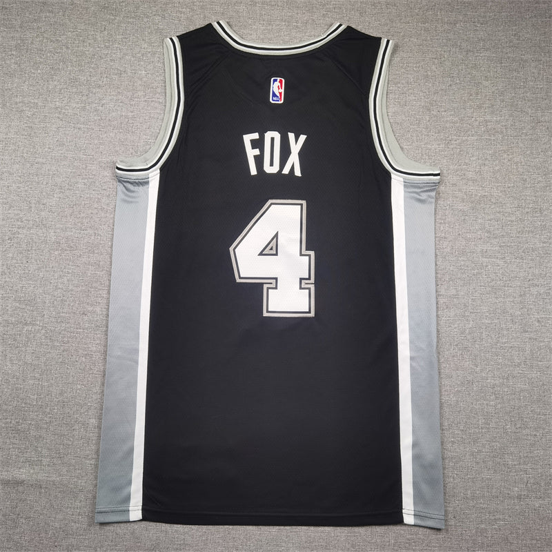 Men's San Antonio Spurs De'Aaron Fox #4 Black Swingman Jersey1 - Icon Edition