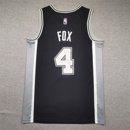 Men's San Antonio Spurs De'Aaron Fox #4 Black Swingman Jersey1 - Icon Edition