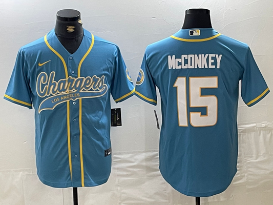 Men's Los Angeles Chargers Ladd McConkey #15 Powder Blue Game Jersey1