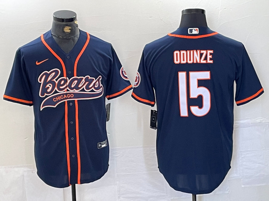 Men's Chicago Bears Rome Odunze #15 Navy Game Jersey1