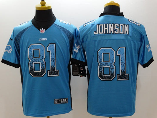 Men's Detroit Lions Calvin Johnson #81 Blue Game Jersey1