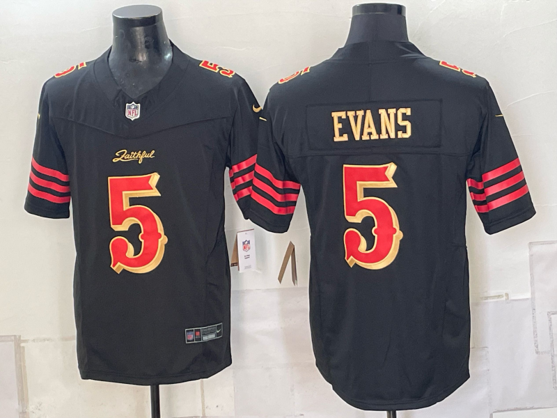 Men's San Francisco 49ers Mike Evans #5 Black Rivalries Collection Stitched Limited Jersey