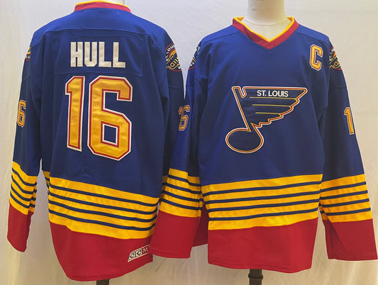 Men's St. Louis Blues Brett Hull #16 Blue Breakaway Player Jersey1