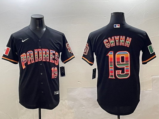 Men's San Diego Padres Tony Gwynn #19 Black Game Player Jersey1