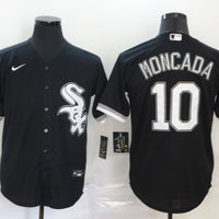 Men's Chicago White Sox Yoan Moncada #10 Black Replica Baseball Jersey1