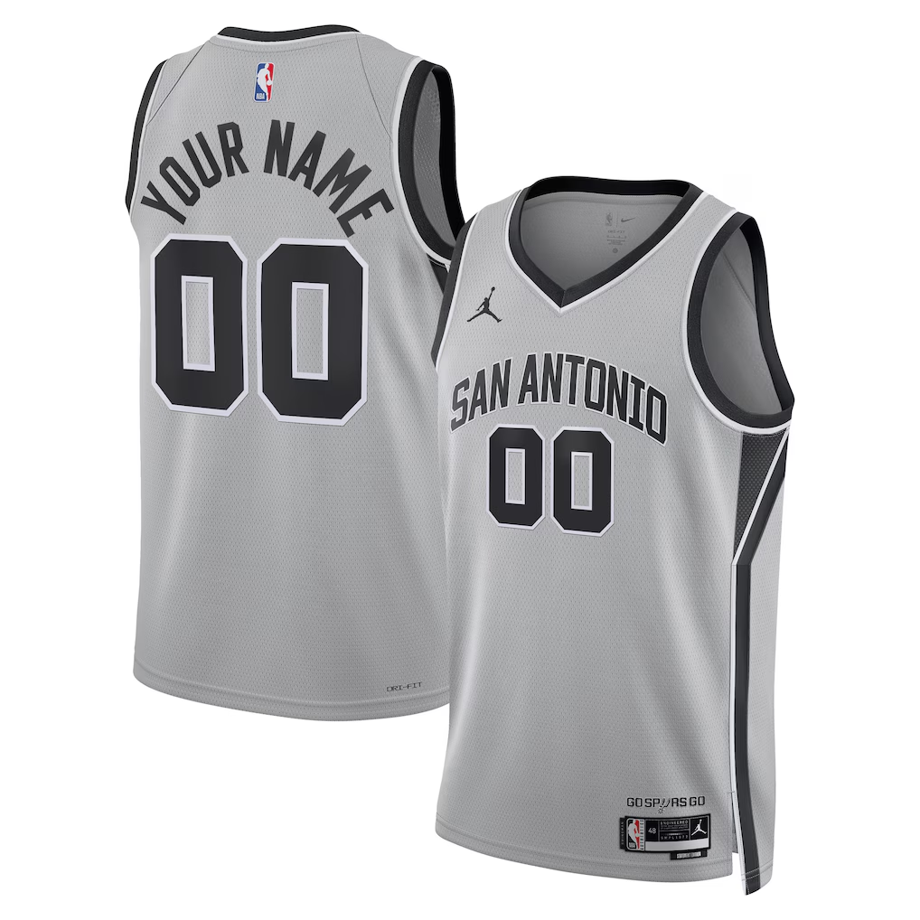 Men's San Antonio Spurs Silver Swingman Custom Jersey - Statement Edition
