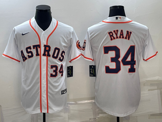 Men's Houston Astros Nolan Ryan #34 White Replica Player Jersey1