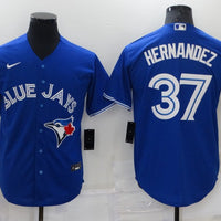 Men's Toronto Blue Jays1 Teoscar Hernandez #37 Blue Replica Baseball Jersey
