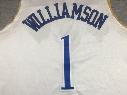 Men's New Orleans Pelicans Zion Williamson #1 White 2020/21 Swingman Jersey1