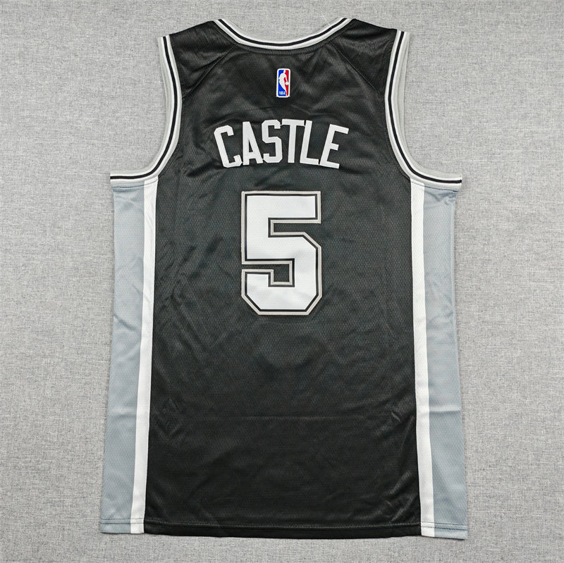 Men's San Antonio Spurs Stephon Castle #5 Black Swingman Jersey - Icon Edition
