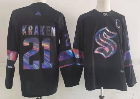 Men's Seattle Kraken Kraken #21 Black Game Jersey1